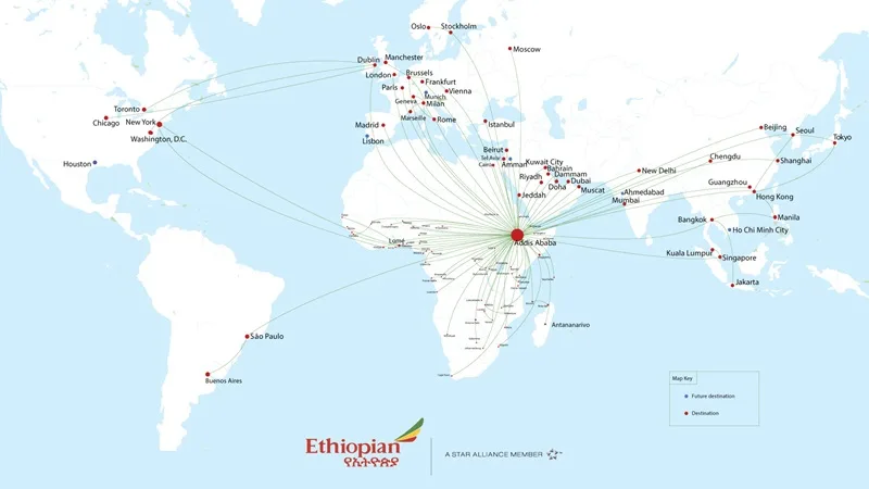 Ethiopian Airlines Routes Map