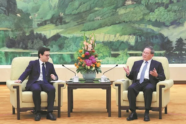 Stephane Sejourne meets Li Qiang at the Great Hall of the People