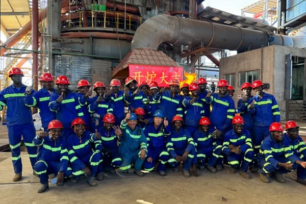 Disco Steel Employees Pose at the Blast Furnace Firing Up Ceremony