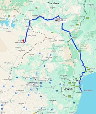 Possible Alignment of Techobanine Corridor linking Mozambique, Zimbabwe and Botswana