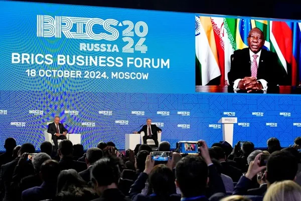 South African President Cyril Ramaphosa Virtually Addresses the BRICS Business Forum 2024