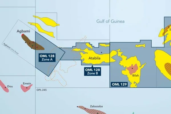 OML 128 and 129 Oil Blocks Showing Agbami Field Partly in OML 128