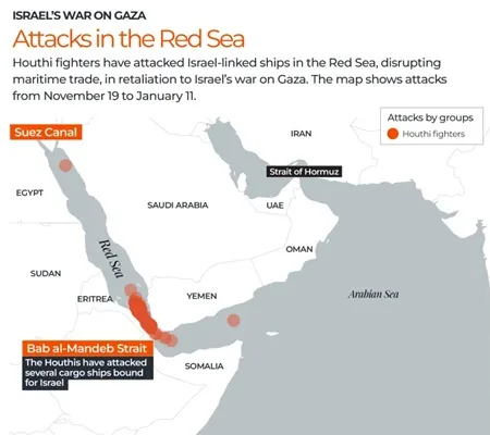 Loci of Houthi Attacks (Source: Ambrey Analytics)