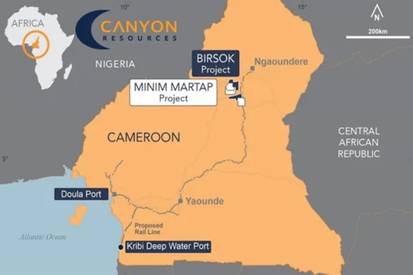 Location of Minim Martap Bauxite Mine in Cameroon