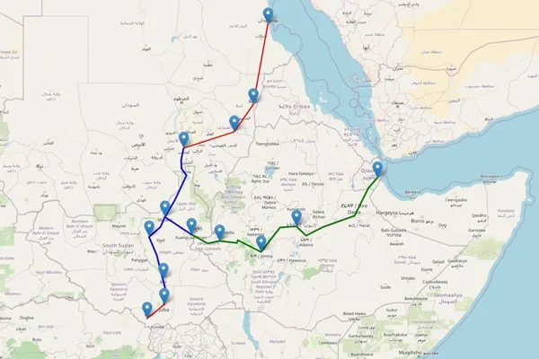 The Two Main Routes Making Up the White Nile Corridor