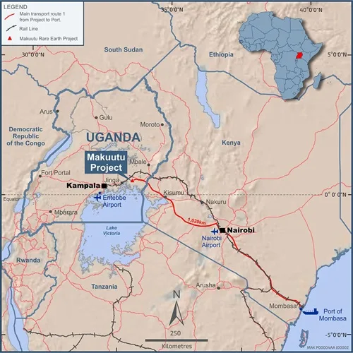 Location of Makuutu Rare Earths Mine Within EAC