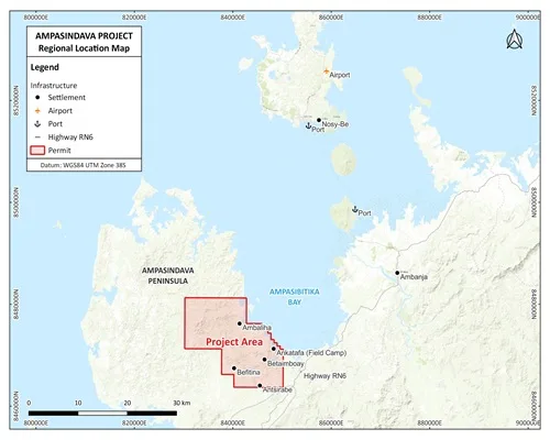 Location of Ampasindava Rare Earth Project in Madagascar