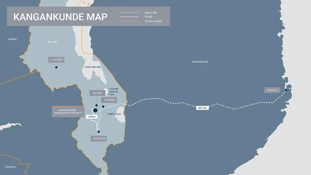 Location Map of Kangankunde Rate Earths Project in Malawi