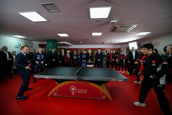 Macron Plays Ping Pong at Sichuan University