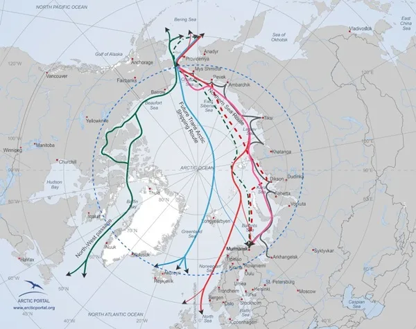 Arctic Routes Going Around Greenland