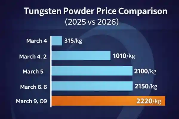 Evolution of Tungsten Price from March 2025 to March 2026