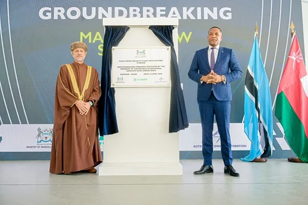 Botswana's President Boko  and Oman Investment Authority Chair Al-Murshidi Launch Maun PV Project