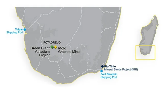 Location Map of NextSource Materials' Molo Graphite Mine