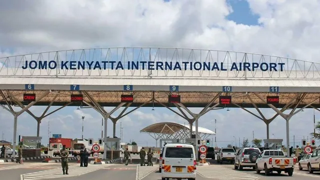 Entrance to Jomo Kenyatta International Airport in Nairobi