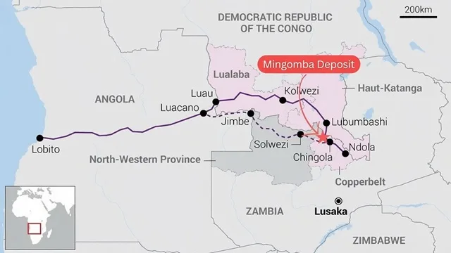 Location of Mingomba Deposit Relative to Lobito Corridor