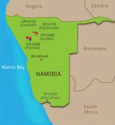 Location of Lofdal Deposit in Namibia