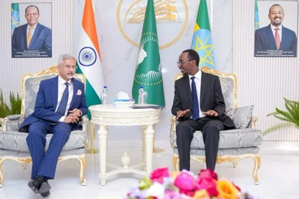 Jaishankar Meets with Ethiopian Counterpart Gedion Timotheus